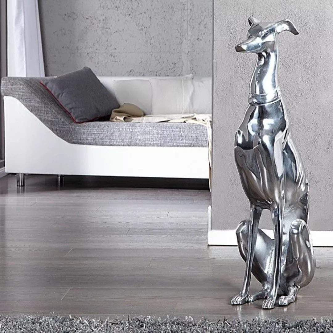 Deko Skulptur Windhund GALGO Espa?ol Silber aus poliertem Aluminium 70cm H? günstig online kaufen