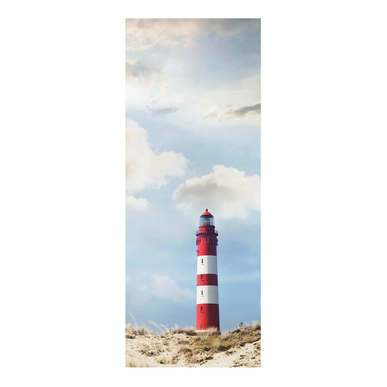 Glasbild Natur & Landschaft - Hochformat Leuchtturm in den Dünen günstig online kaufen