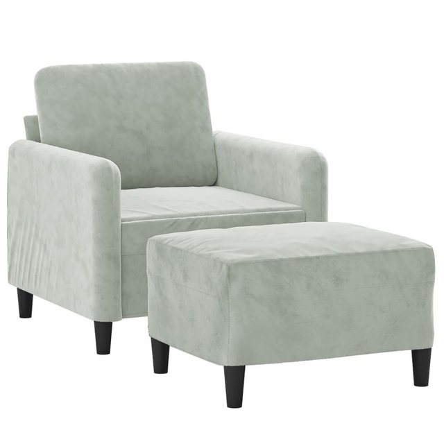 vidaXL Sofa Sessel mit Hocker 60 cm Samt, Hellgrau günstig online kaufen