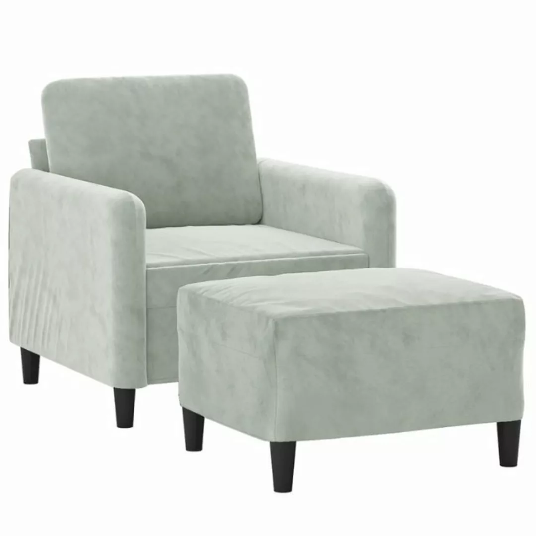 vidaXL Sofa Sessel mit Hocker Hellgrau 60 cm Samt günstig online kaufen