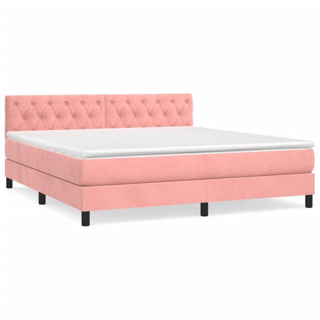 vidaXL Boxspringbett Boxspringbett mit Matratze Rosa 160x200 cm Samt Bett B günstig online kaufen