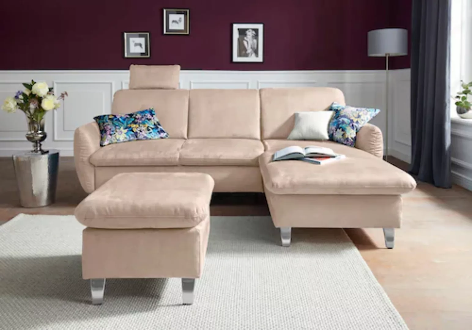 sit&more Ecksofa »Daytona L-Form«, mit Federkern, einer Kopfstütze und wahl günstig online kaufen
