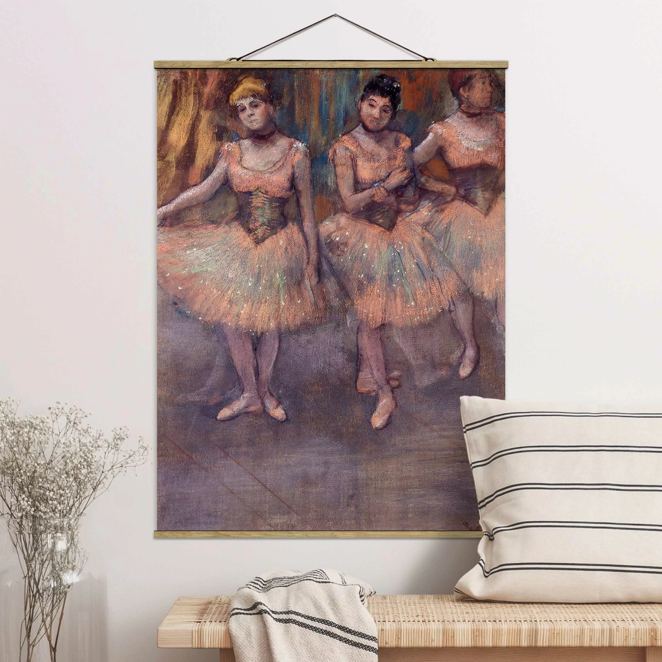 Stoffbild Kunstdruck mit Posterleisten - Hochformat Edgar Degas - Tänzerinn günstig online kaufen