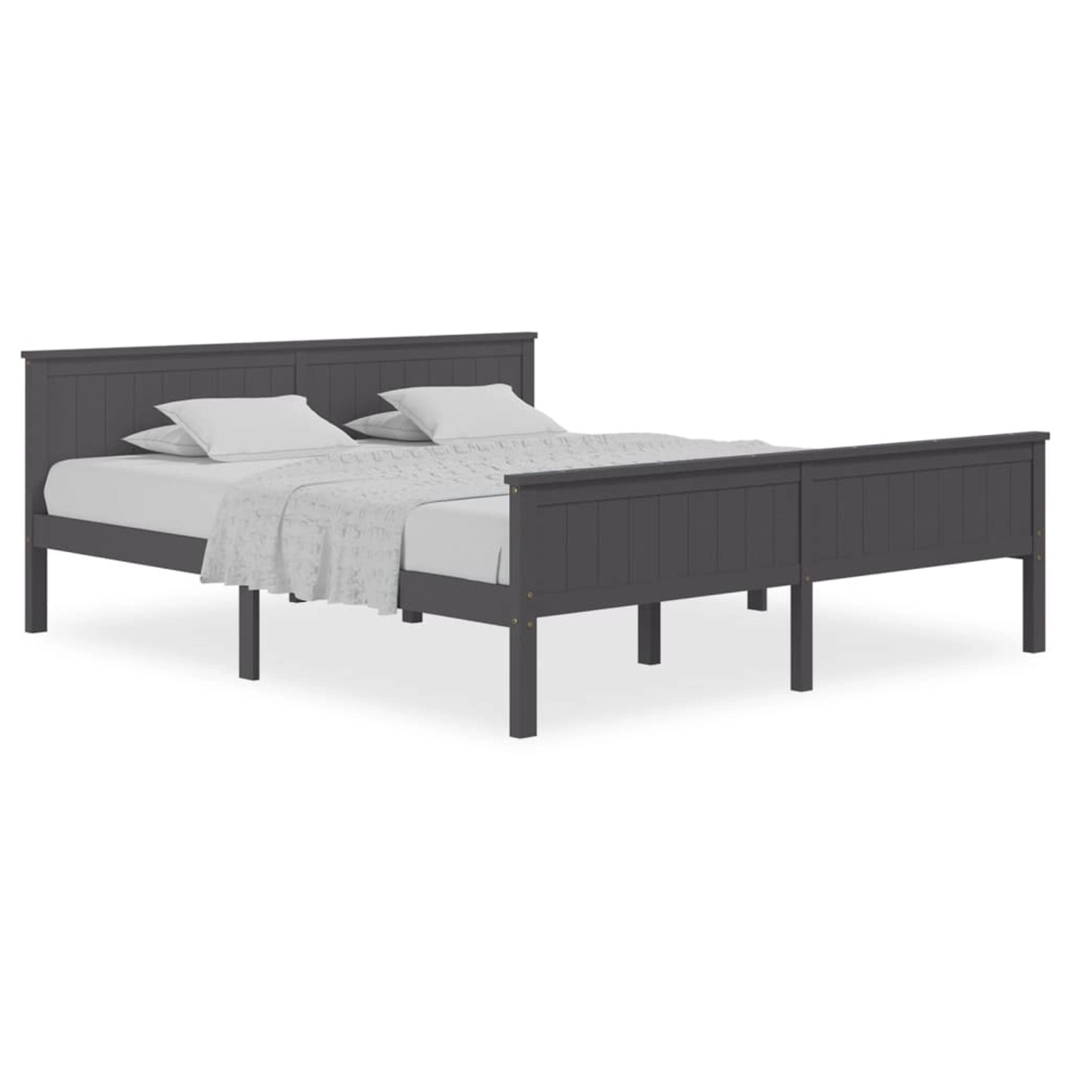 vidaXL Bettgestell Massivholzbett Grau Kiefer 200x200 cm Bett Bettgestell D günstig online kaufen