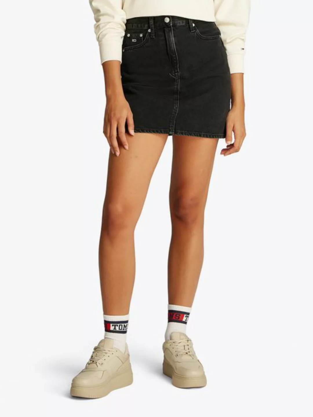 Tommy Jeans Jeansrock MOM SKIRT BI8080 in schwarzer Waschung, in Mini-Länge günstig online kaufen