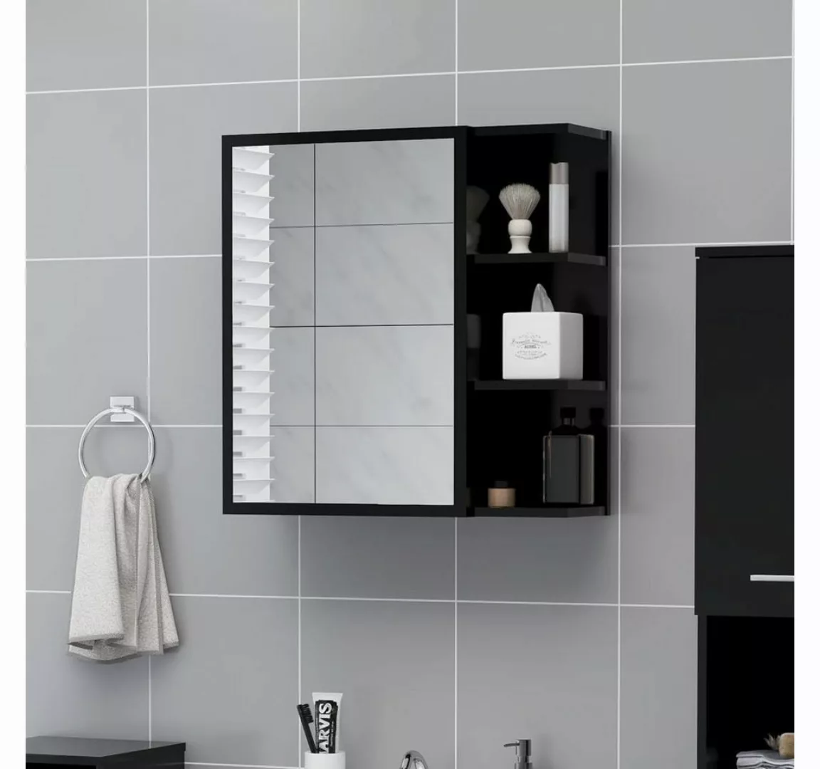 vidaXL Badezimmerspiegelschrank Bad-Spiegelschrank Schwarz 62,5x20,5x64 cm günstig online kaufen