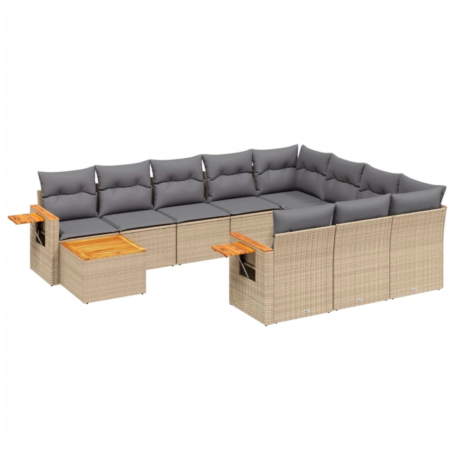 vidaXL 11-Tlg Garten-Sofagarnitur mit Kissen Beige Poly Rattan 3227207 günstig online kaufen