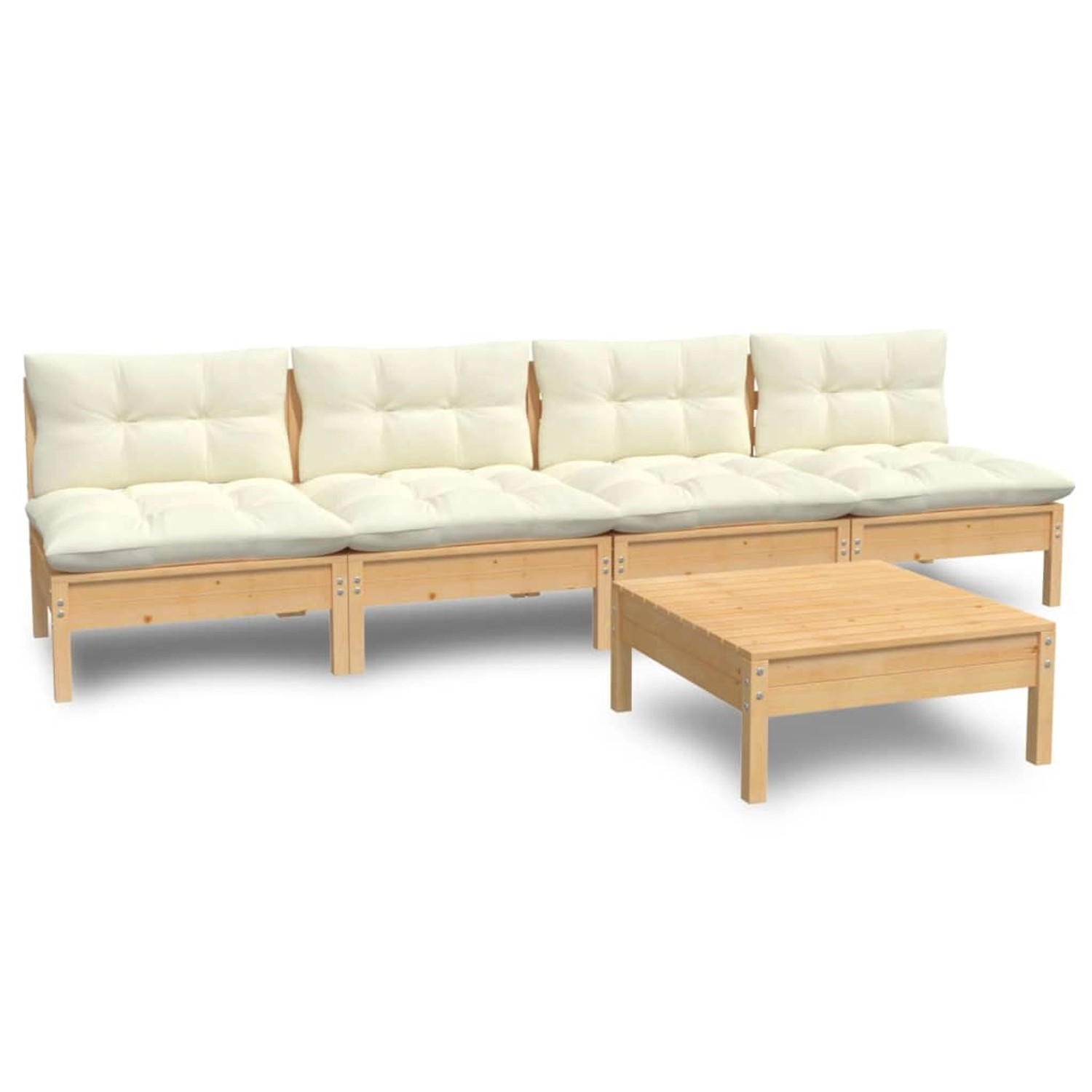 vidaXL 5-tlg Garten-Lounge-Set mit Creme Kissen Kiefernholz Modell 7 günstig online kaufen