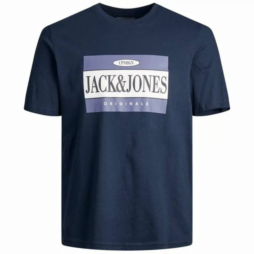 Jack & Jones Rundhalsshirt Große Größen Herren T-Shirt navy cooler Retro-Pr günstig online kaufen