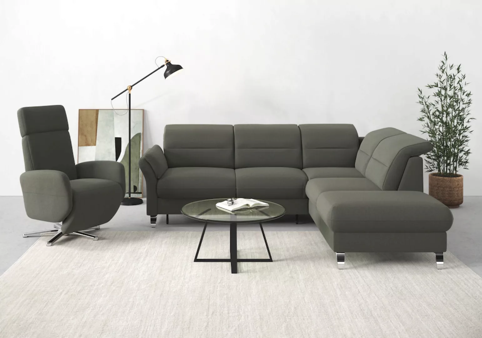 sit&more Ecksofa "Grenoble L-Form", Federkern, wahlweise mit Bettfunktion, günstig online kaufen