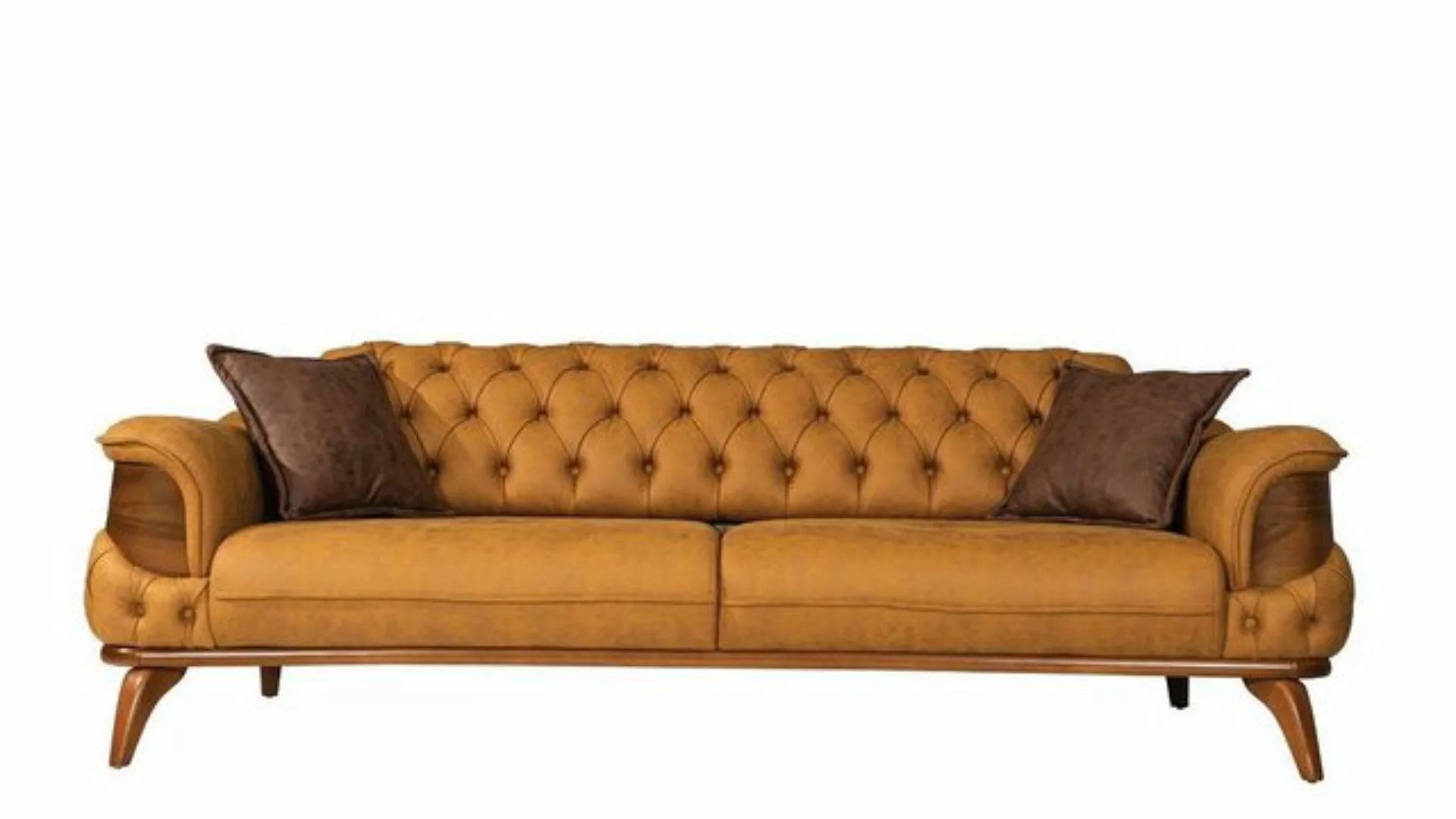 JVmoebel 3-Sitzer Sofa Modern Dreisitzer Chesterfield Leder Gelb Design Woh günstig online kaufen