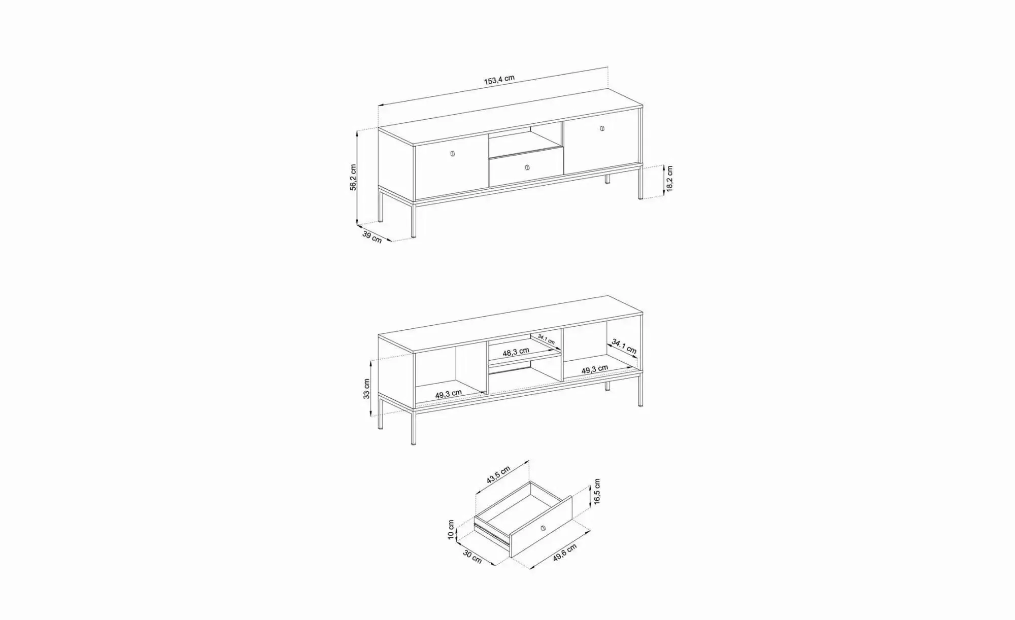 Lowboard  Molly ¦ blau ¦ Maße (cm): B: 153,4 H: 56,2 Kommoden & Sideboards günstig online kaufen