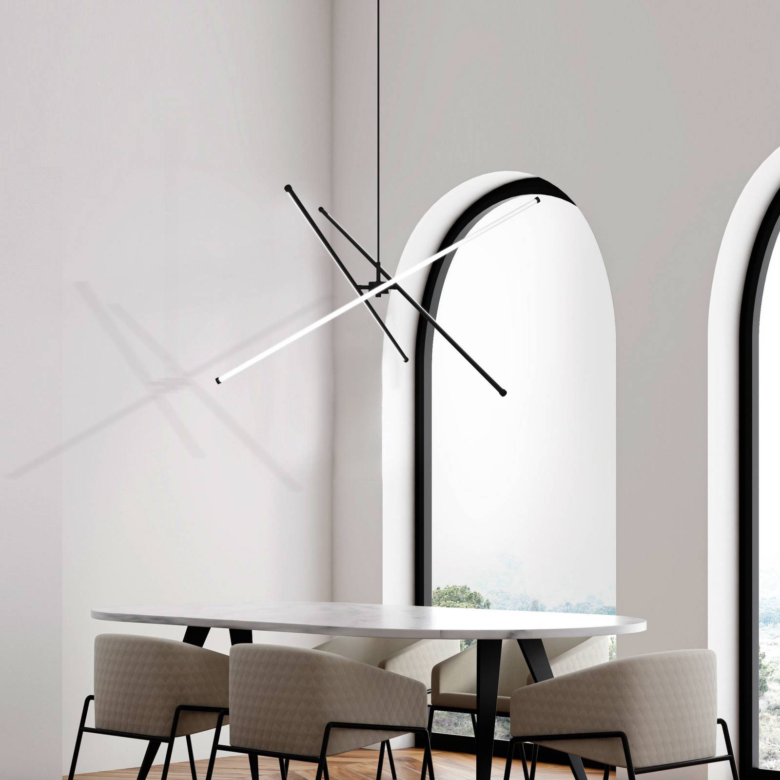 LED-Pendellampe Sandy, Länge 90 cm, schwarz, Metall günstig online kaufen