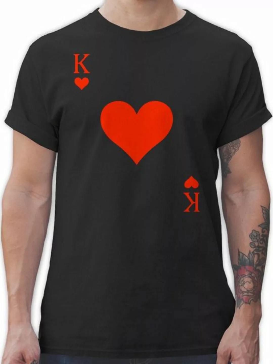 Shirtracer T-Shirt Herz König Spielkarte I King Queen Kartenspiel Karneval günstig online kaufen