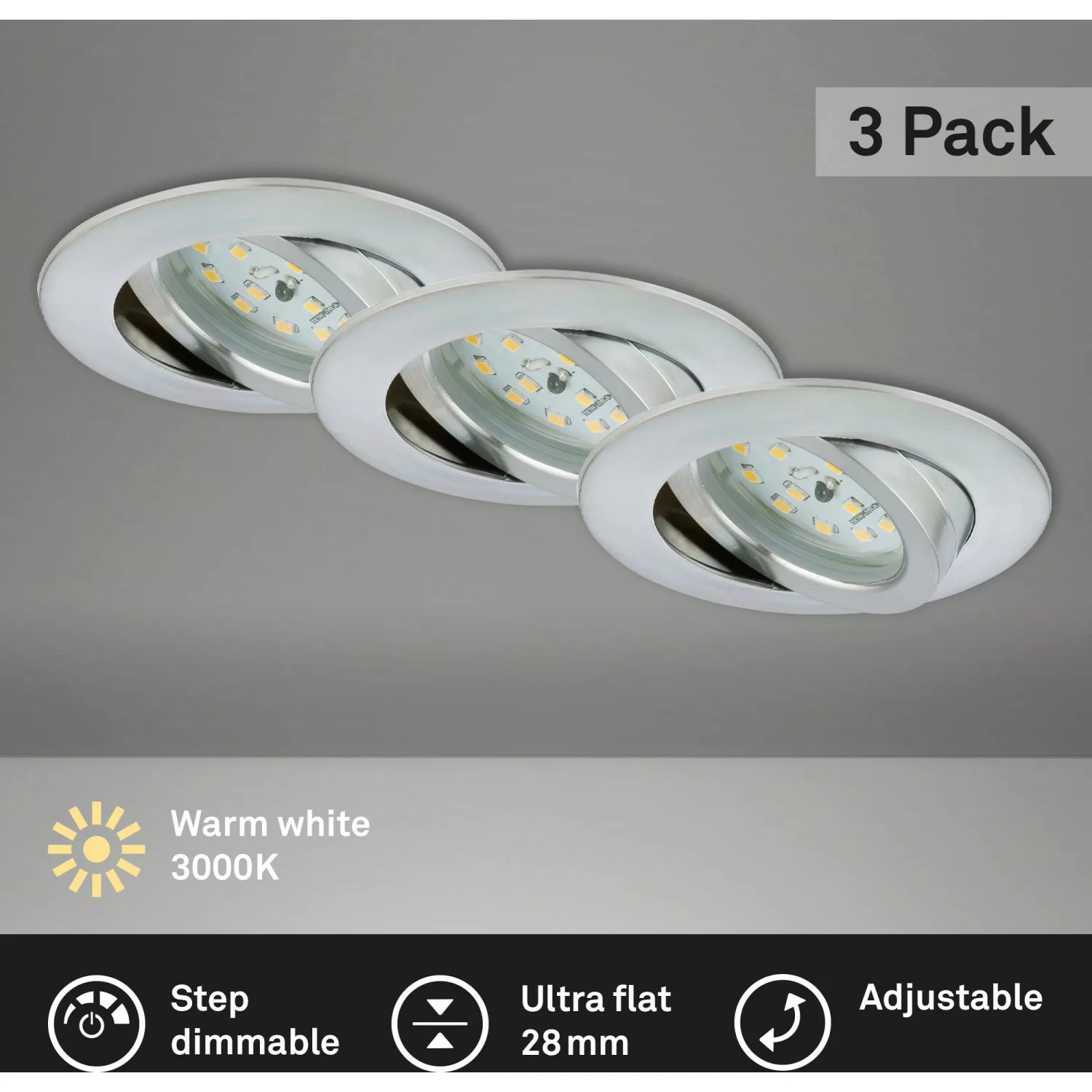 Briloner LED-Einbaustrahler Attach Dim 3er Alumium Ø 8,2 cm günstig online kaufen