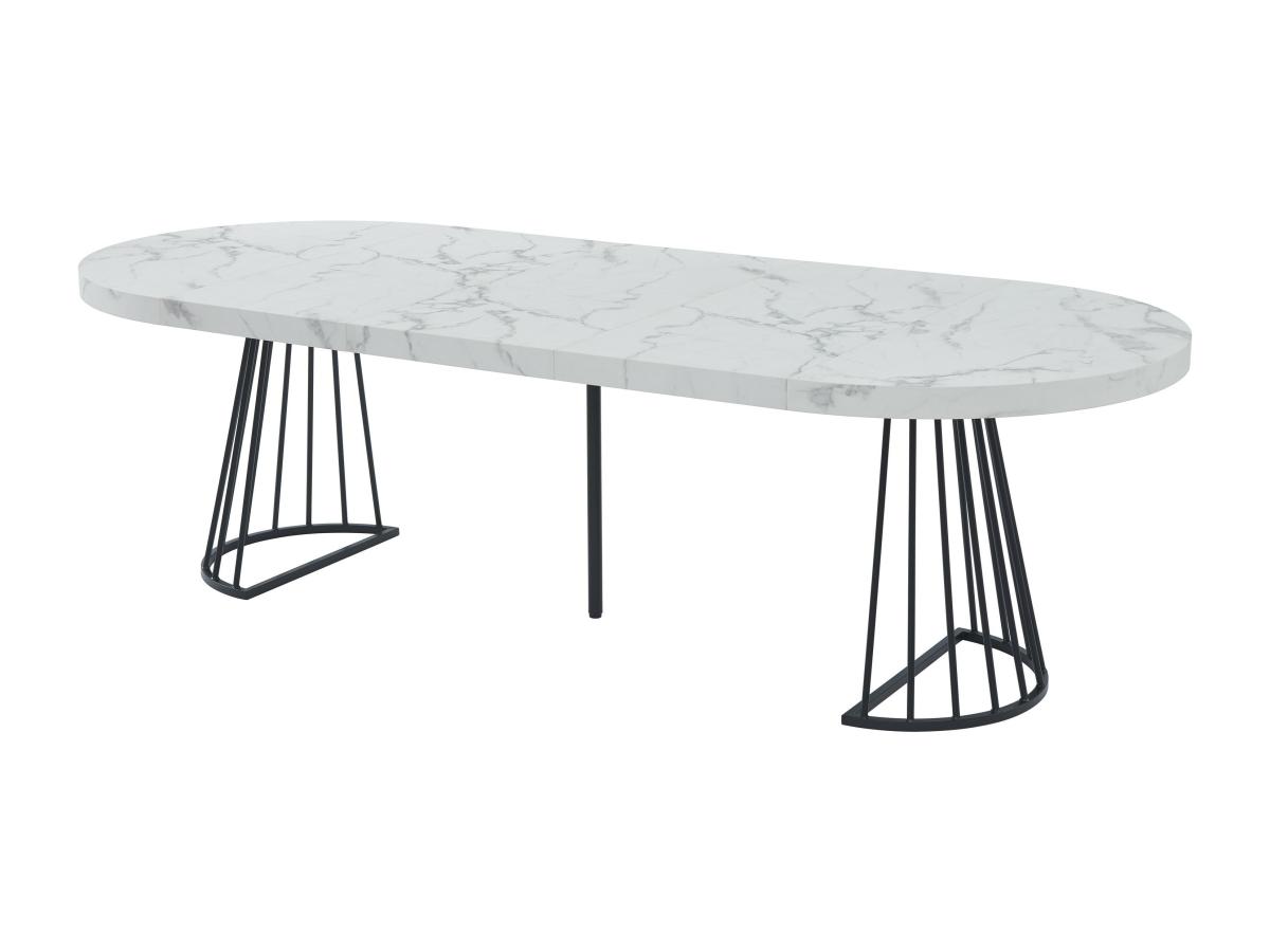 Esstisch ausziehbar - 2 bis 12 Personen - MDF & Stahl - Marmor-Optik Weiß & günstig online kaufen