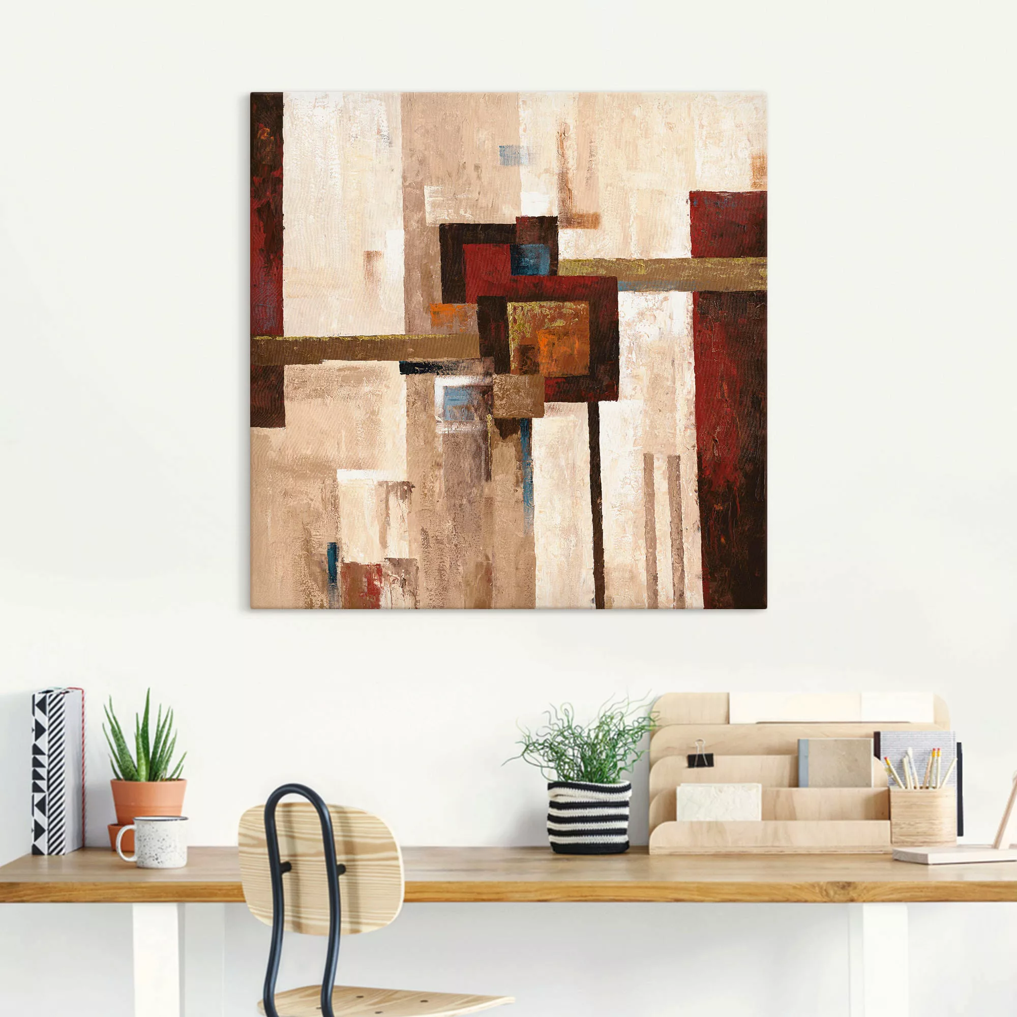 Artland Leinwandbild "Rote und braune Vierecke II", Muster, (1 St.), auf Ke günstig online kaufen