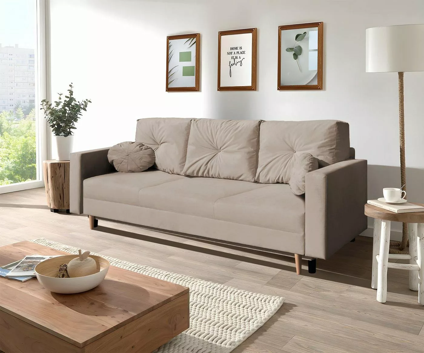 Beautysofa 3-Sitzer MILAN, skandinavisches Design, Wellenunterfederung, Bet günstig online kaufen