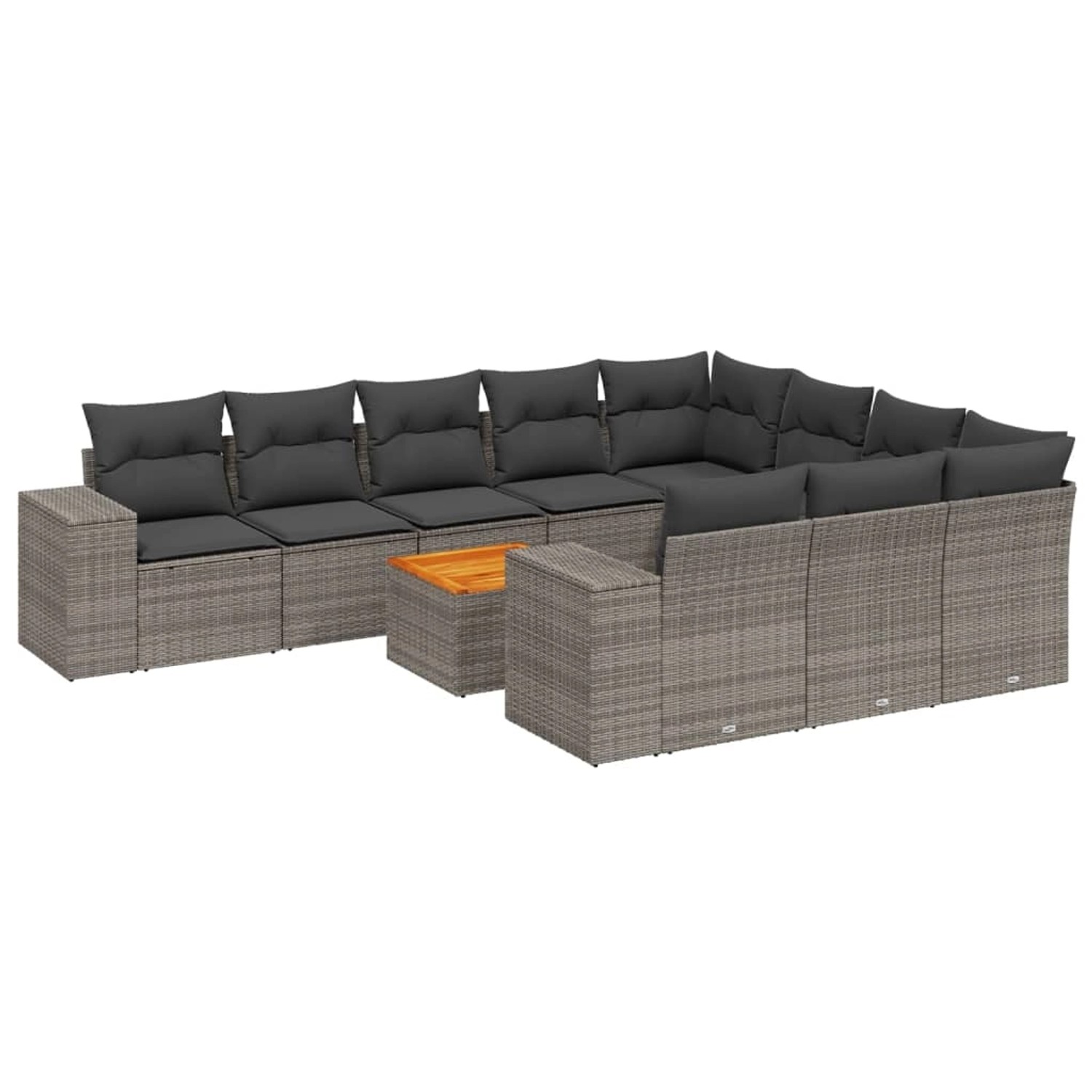vidaXL 11-Tlg Garten-Sofagarnitur mit Kissen Grau Poly Rattan 3257957 günstig online kaufen