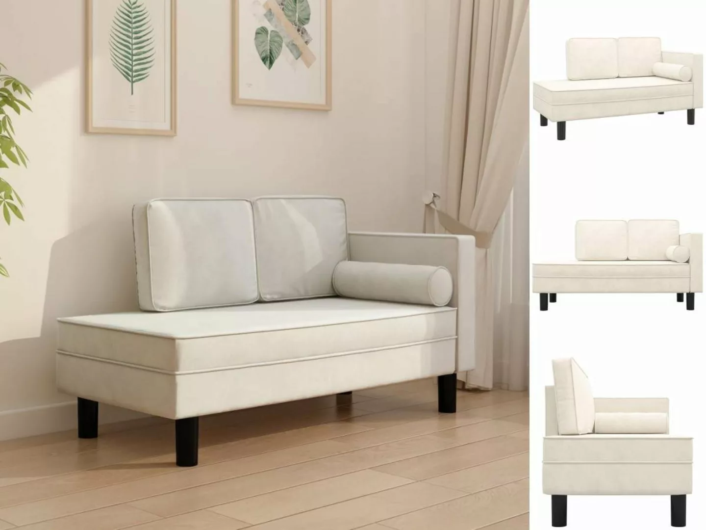 vidaXL Sofa Ottomane Liegesofa Recamiere Sofa Couch 2-Sitzer Creme Samt günstig online kaufen