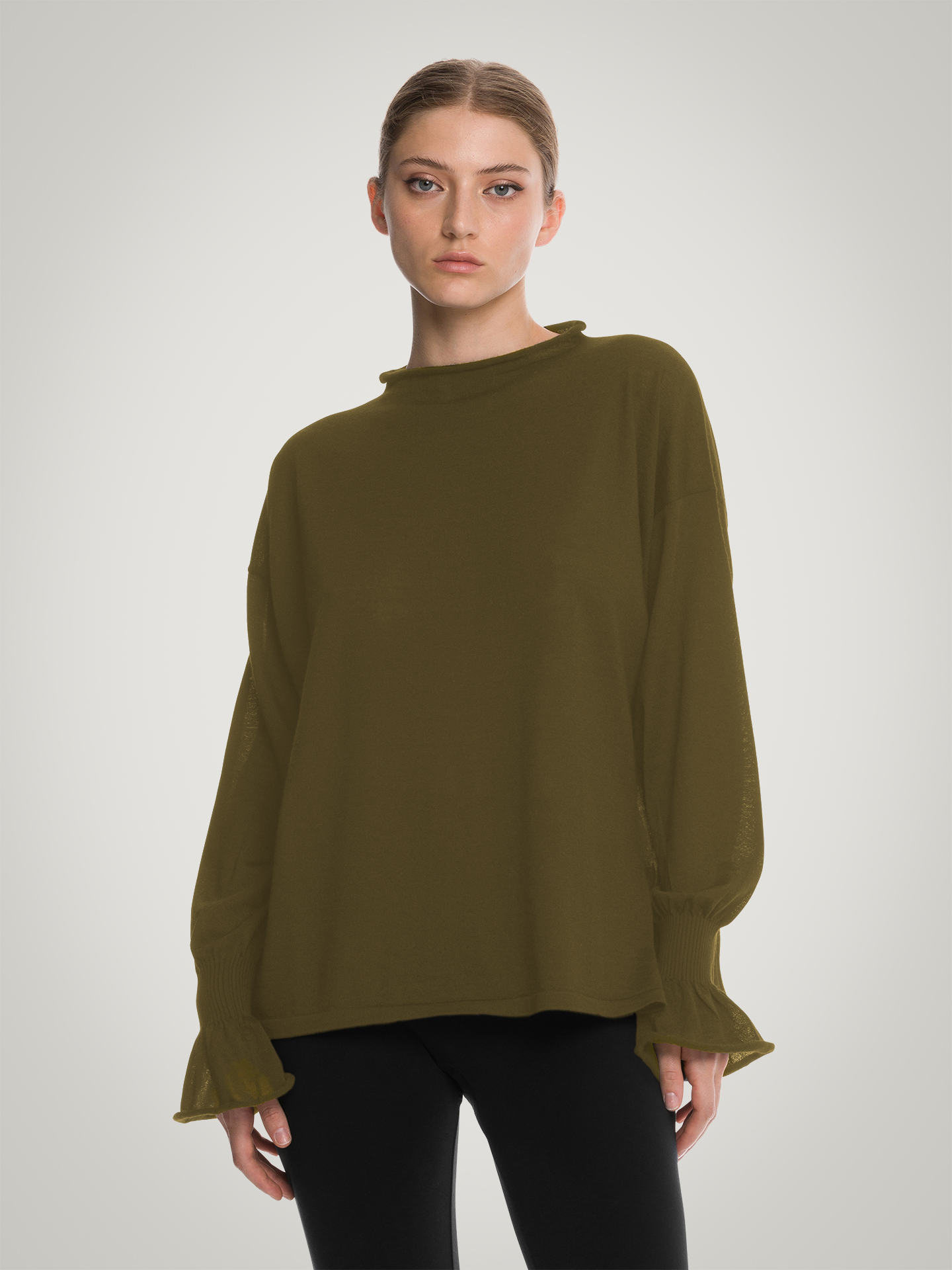 Wolford - Cashmere Loose Top Long Sleeve, Frau, earth green, Größe: M günstig online kaufen