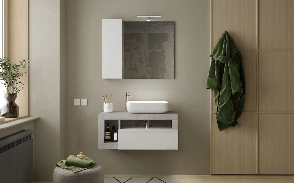 welltime Badmöbel-Set »Hamburg, Badezimmerset 2tlg. Breite 92 cm, Badmöbel, günstig online kaufen