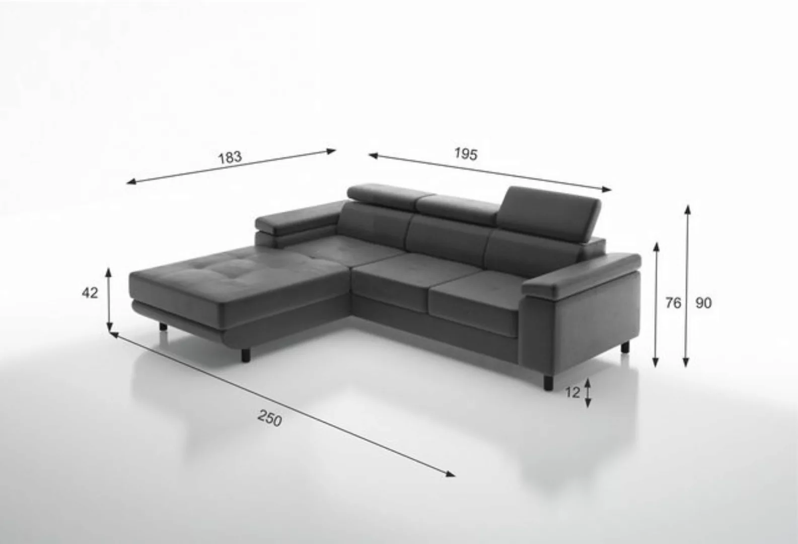 Unique Home Ecksofa Ecksofa LAG-P mit Schlaffunktion, Bettkasten,Verstellba günstig online kaufen