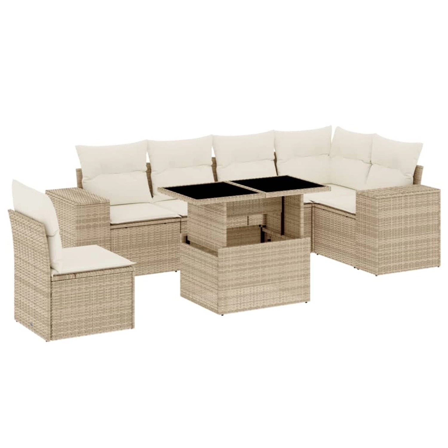 vidaXL 7-tlg Garten-Sofagarnitur mit Kissen Beige Poly Rattan Modell 376 günstig online kaufen