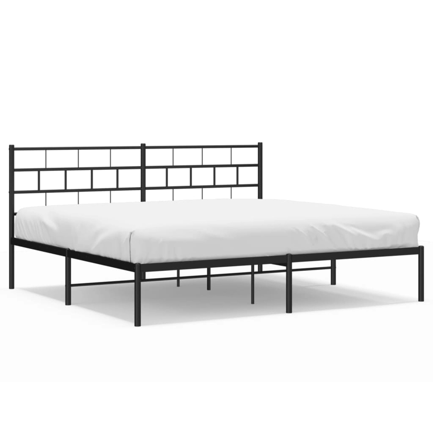 vidaXL Bettgestell, Bettrahmen mit Kopfteil Metall Schwarz 193x203 cm günstig online kaufen