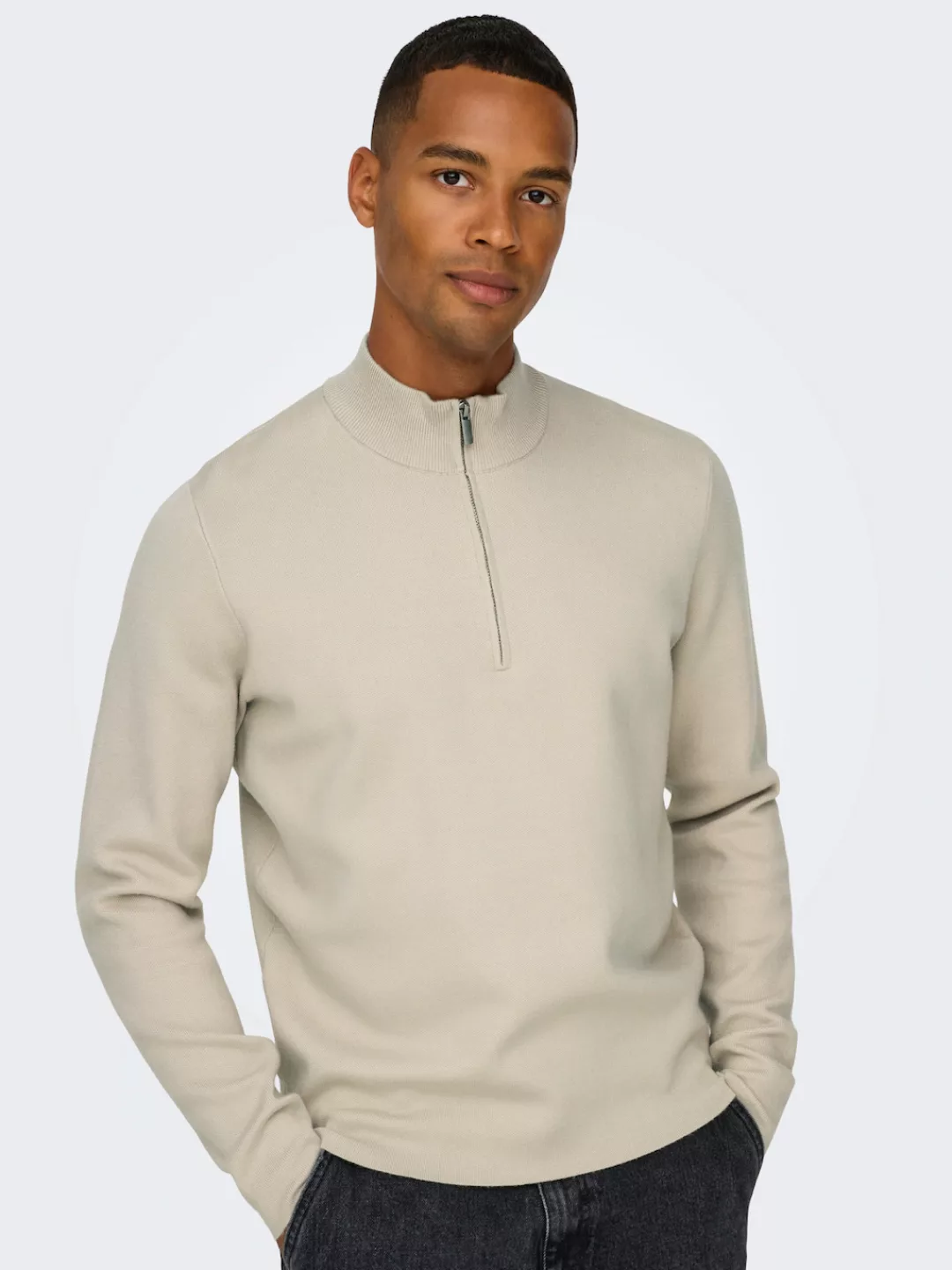 ONLY & SONS Troyer "ONSCOOPER REG 12 HALF ZIP HIGH NECK KNIT" günstig online kaufen