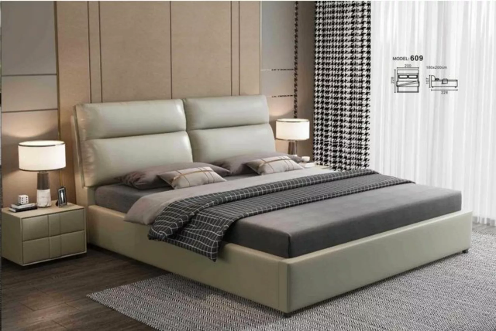 JVmoebel Bett, Design Bett Schlafzimmer Textil Leder Polster Hotel Moderne günstig online kaufen