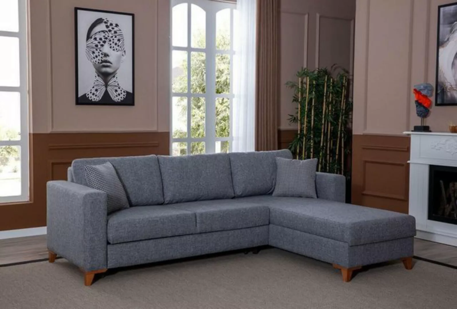 JVmoebel Ecksofa Stilvolles Graues Polstersofa Designer Ecksofa Wohnzimmer günstig online kaufen