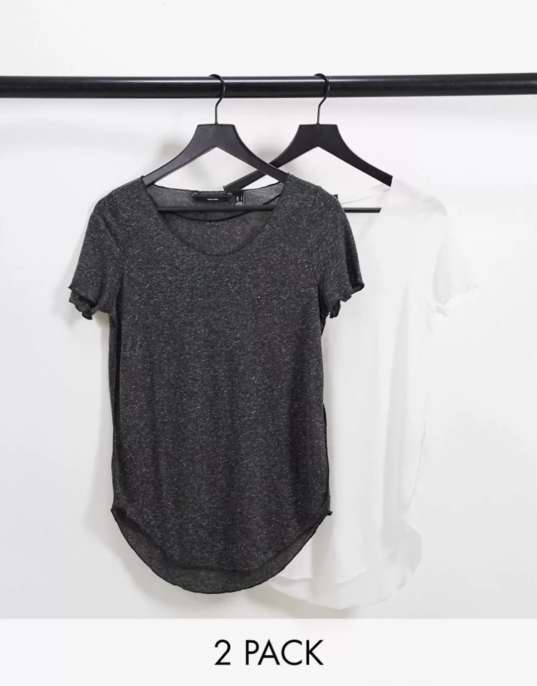 Vero Moda Lua 2 Units Kurzärmeliges T-shirt L Black / Pack Bright White günstig online kaufen
