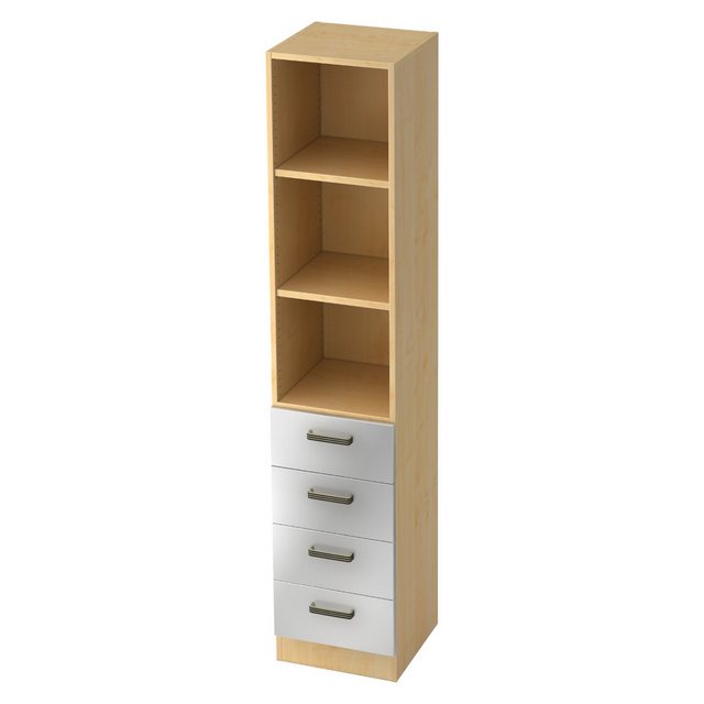 bümö Aktenschrank office Schubladen Kombi - 4 Schübe Dekor: Ahorn/Silber - günstig online kaufen