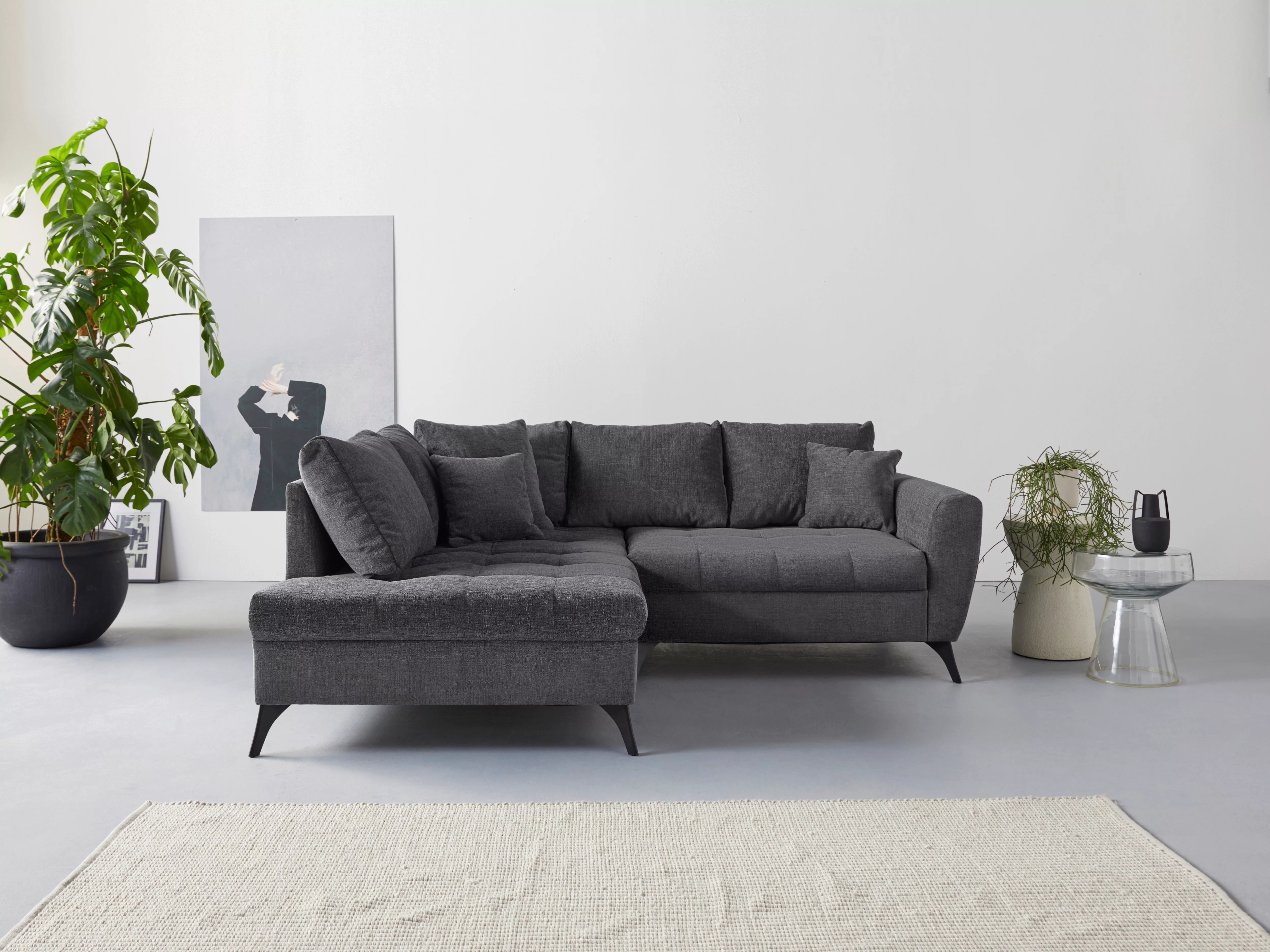 INOSIGN Ecksofa "Lörby L-Form", auch mit Aqua clean-Bezug, feine Steppung i günstig online kaufen