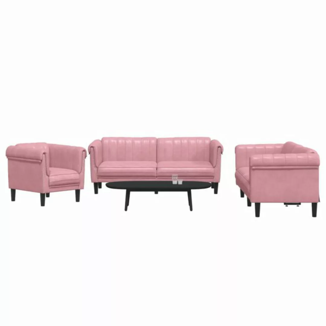 vidaXL Sofa 3-tlg. Sofagarnitur Rosa Samt günstig online kaufen