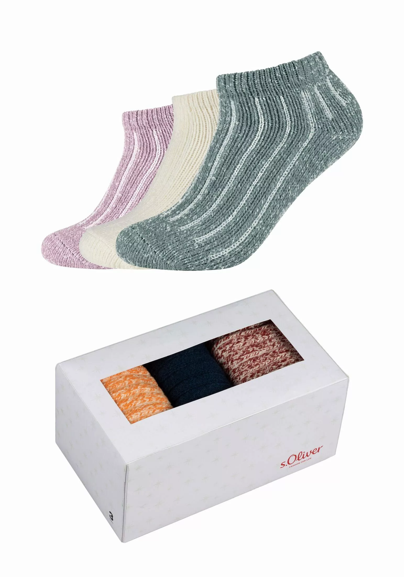 s.Oliver Sneakersocken "Sneakersockenbox 3er Pack" günstig online kaufen