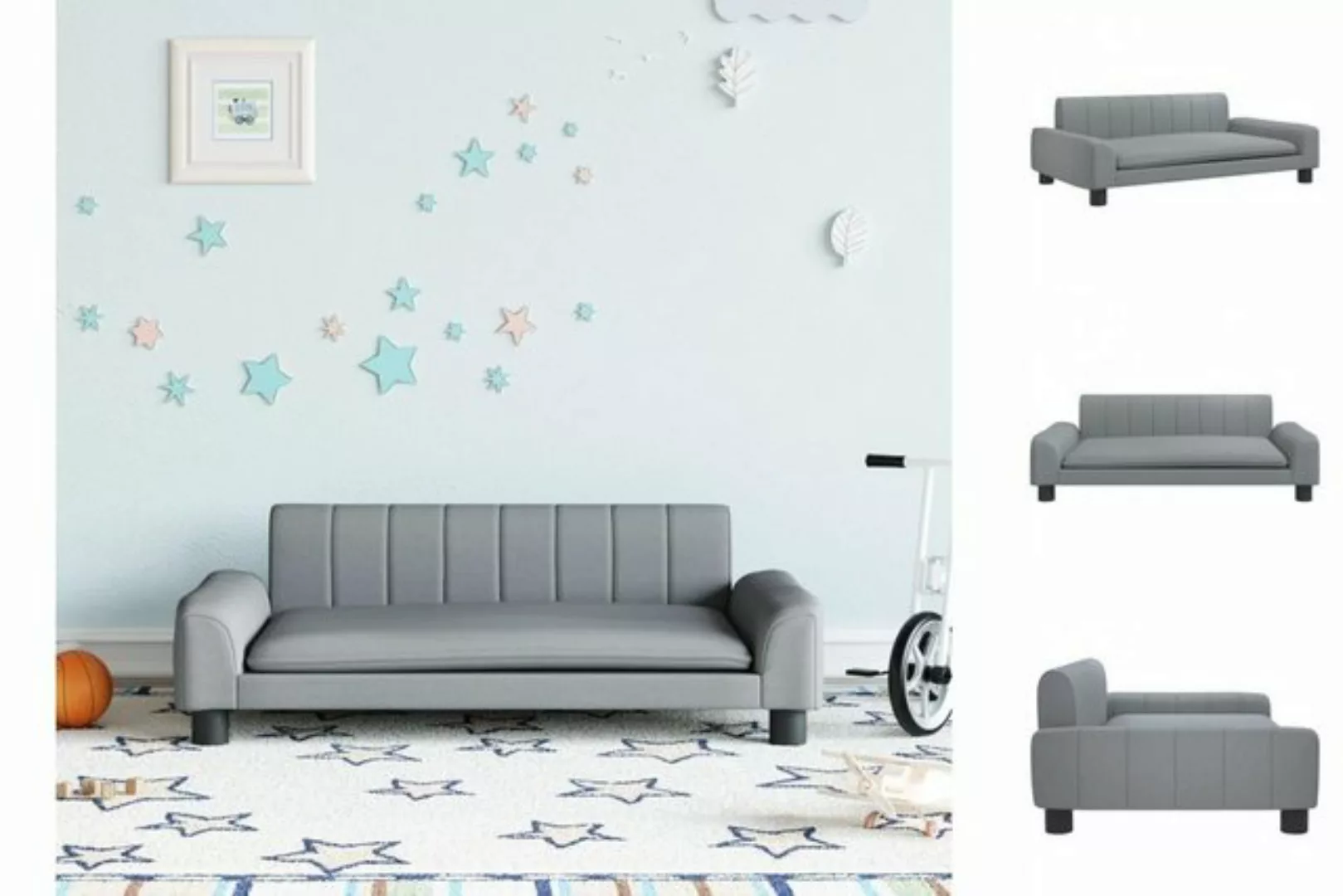 vidaXL Kindersofa Kindersofa Hellgrau 90x53x30 cm Stoff Kindercouch Kinderm günstig online kaufen