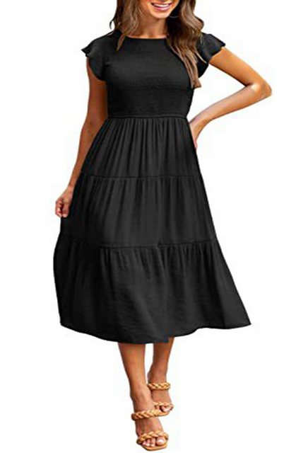 SEGUEN Sommerkleid Kleid mit fliegendem Ärmel und Kordelzug im Lagenlook (E günstig online kaufen