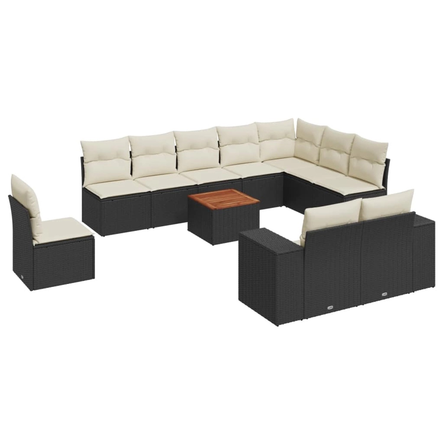vidaXL 11-Tlg Garten-Sofagarnitur mit Kissen Schwarz Poly Rattan 3257827 günstig online kaufen