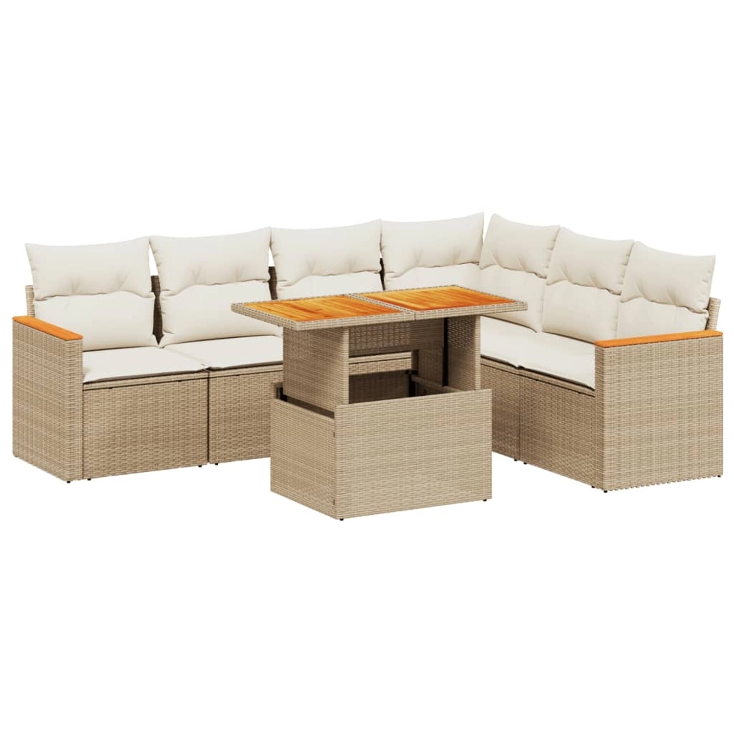 vidaXL 7-tlg Garten-Sofagarnitur mit Kissen Beige Poly Rattan Modell 386 günstig online kaufen