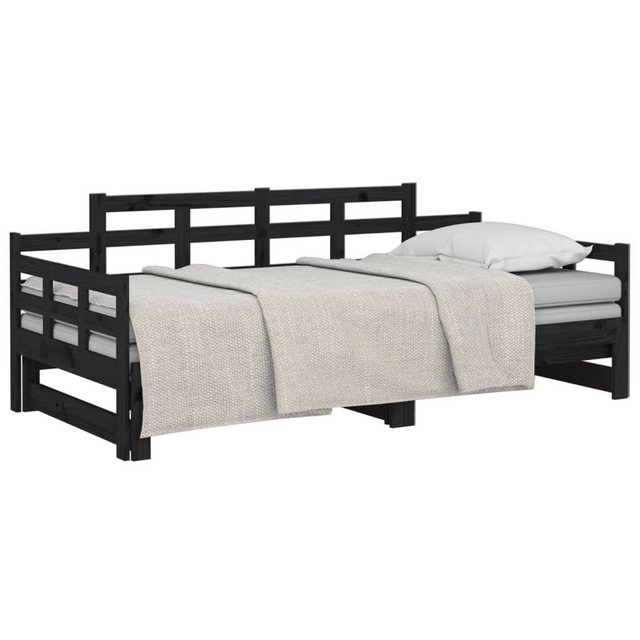 furnicato Bett Tagesbett Ausziehbar Schwarz Massivholz Kiefer 2x(80x200) cm günstig online kaufen