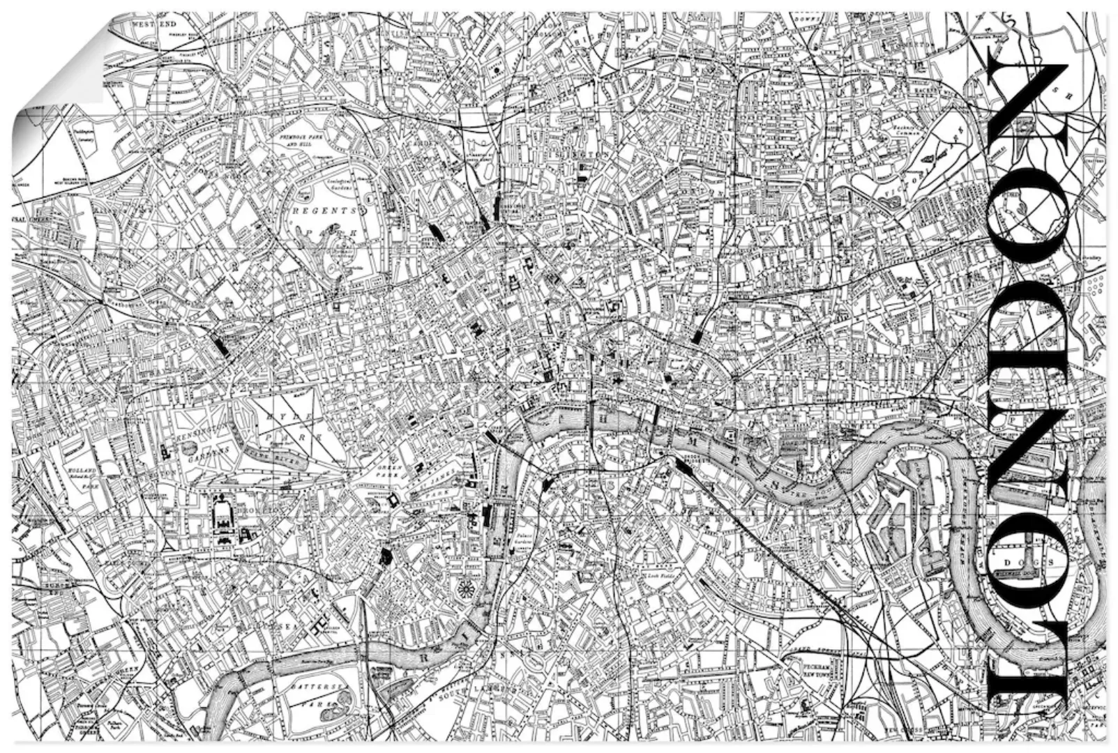 Artland Poster "London Karte Straßen Karte", Großbritannien, (1 St.) günstig online kaufen