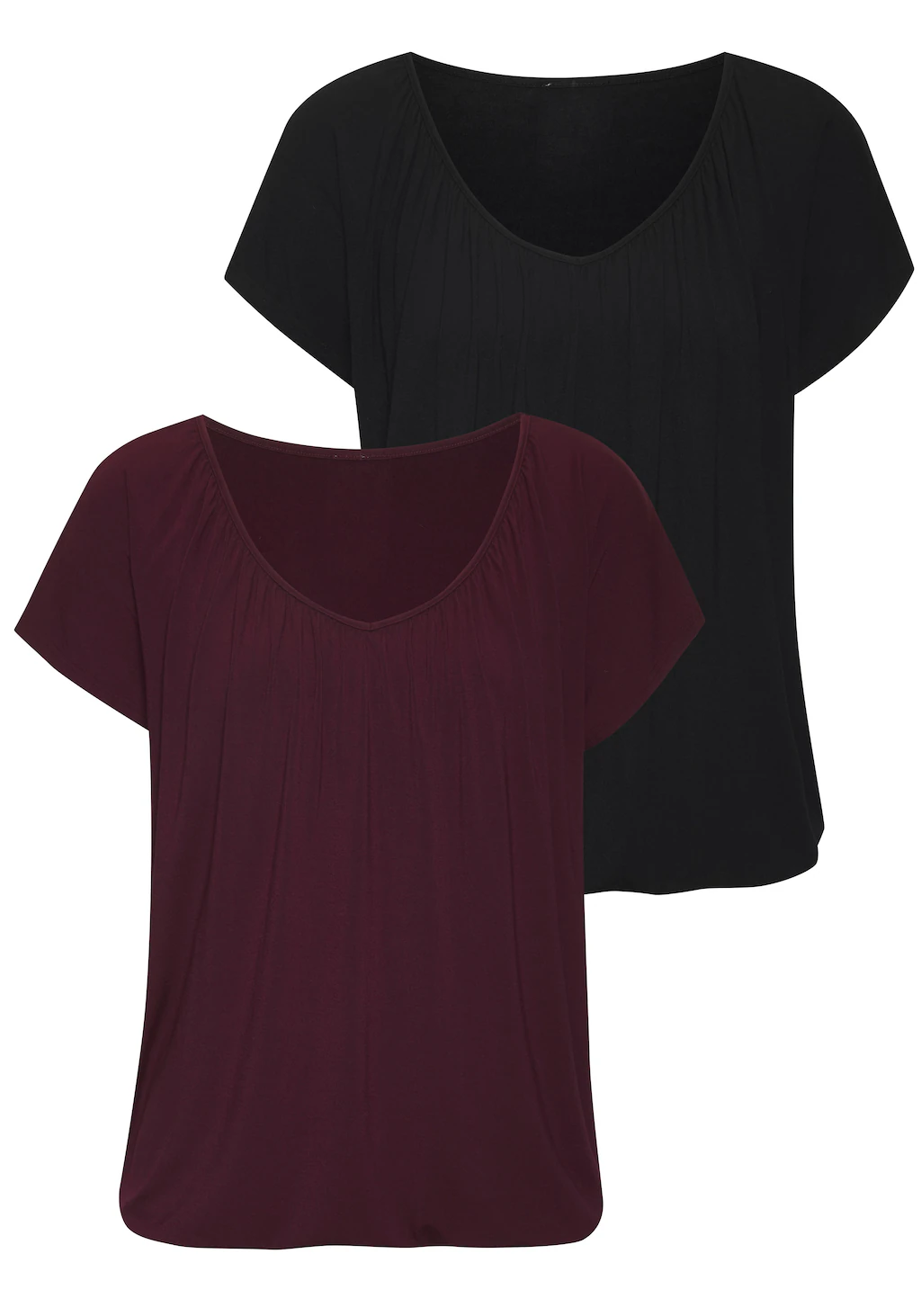 LASCANA Kurzarmshirt, (Packung, 2 tlg.), mit Gummizug am Bund günstig online kaufen