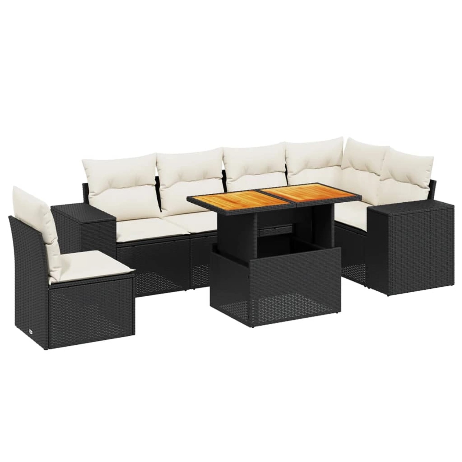 vidaXL 7-Tlg Garten-Sofagarnitur mit Kissen Schwarz Poly Rattan 3272659 günstig online kaufen