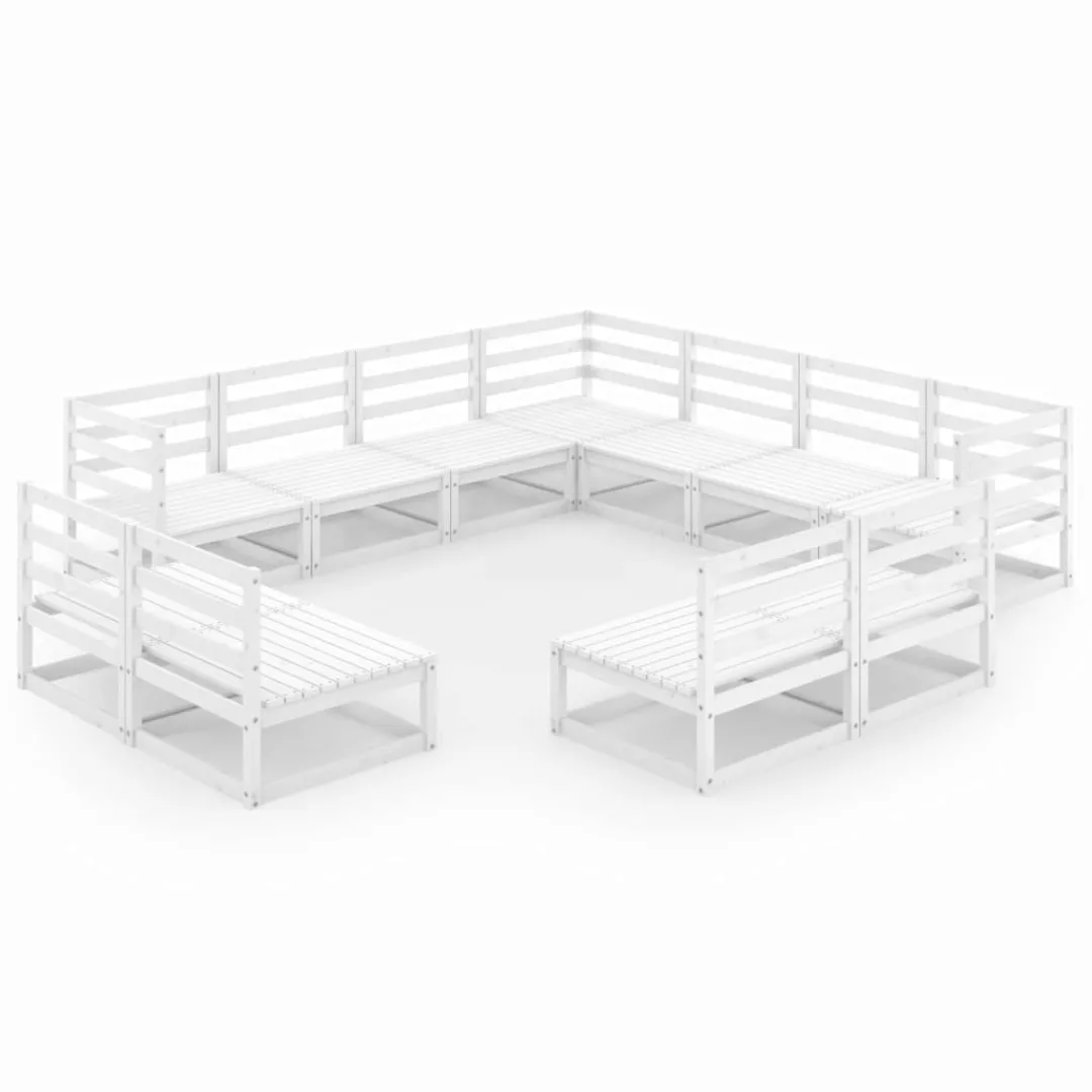 11-tlg. Garten-lounge-set Weiß Kiefer Massivholz günstig online kaufen