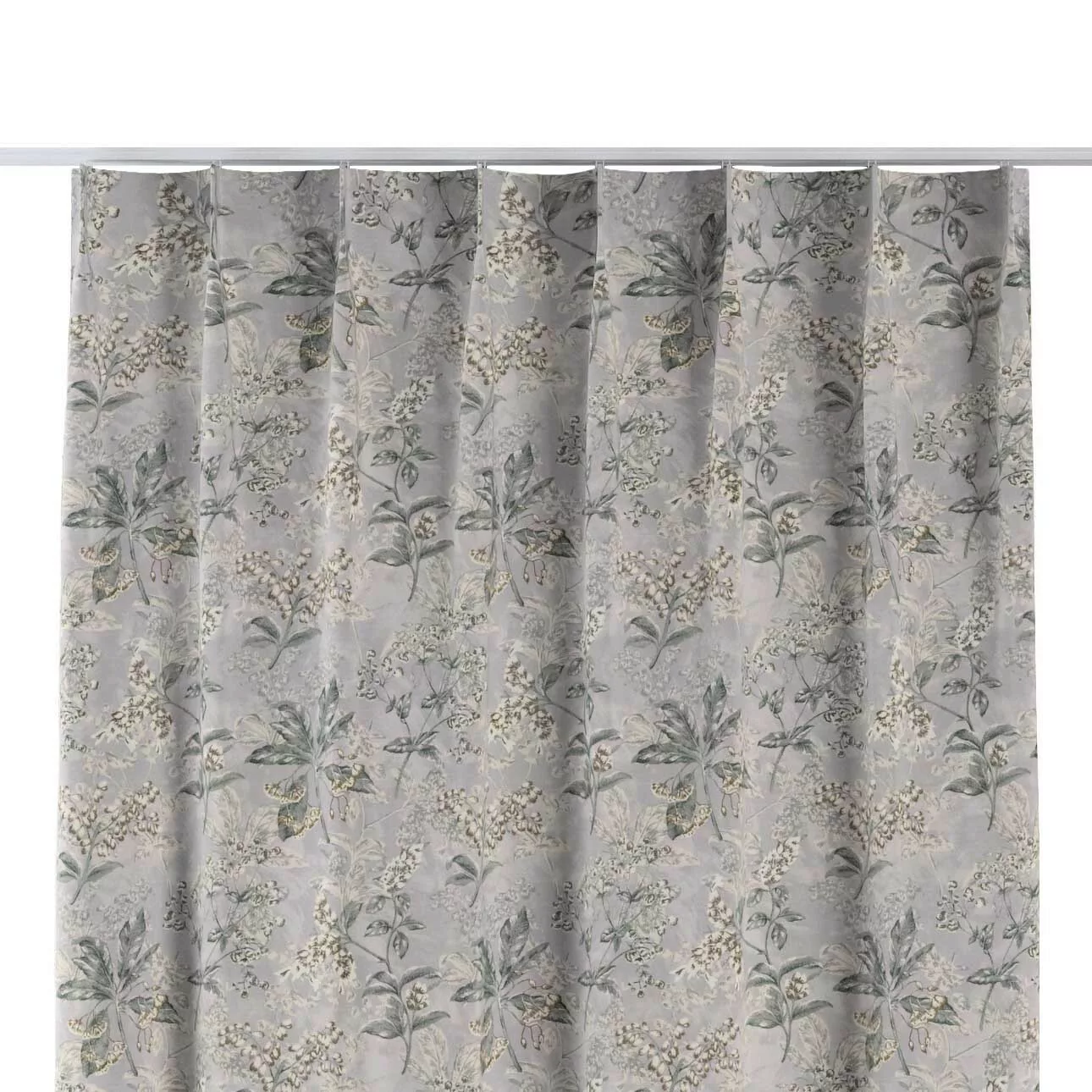 Vorhang mit flämischen 1-er Falten, beige-olivgrün-grau, Londres (143-37) günstig online kaufen