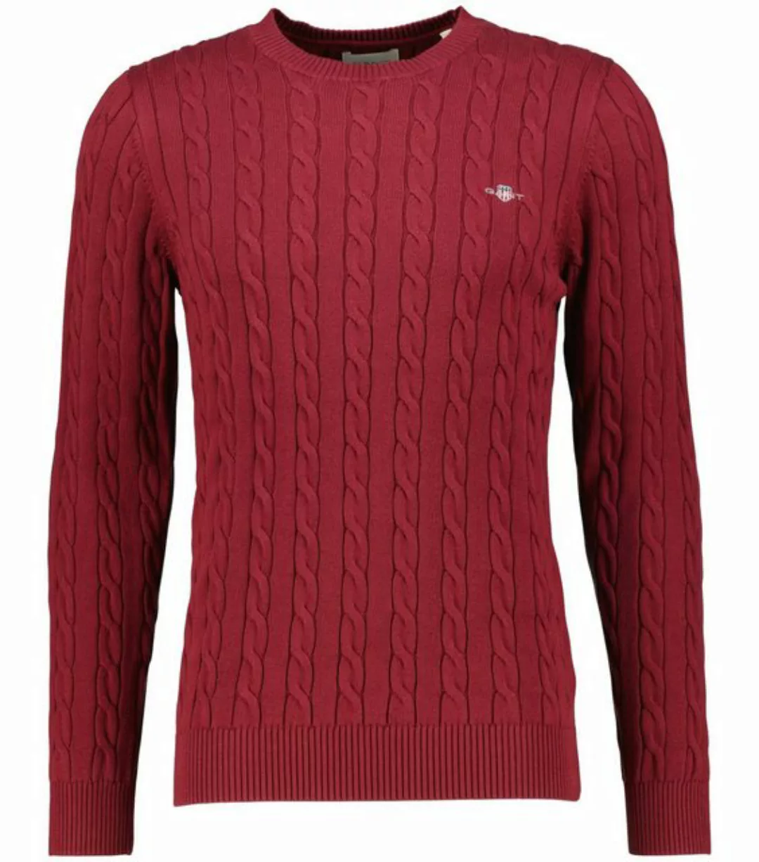 Gant Strickpullover COTTON CABLE C-NECK, WINE RED günstig online kaufen