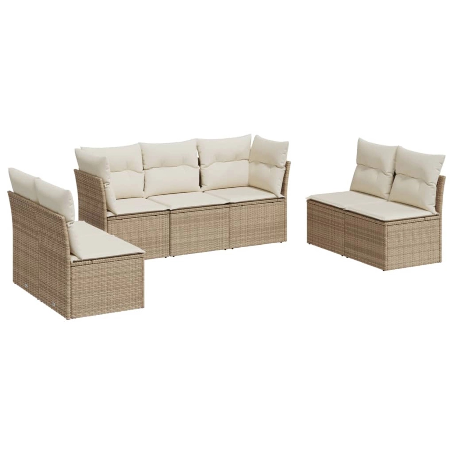 vidaXL 7-tlg Garten-Sofagarnitur mit Kissen Beige Poly Rattan Modell 7 günstig online kaufen