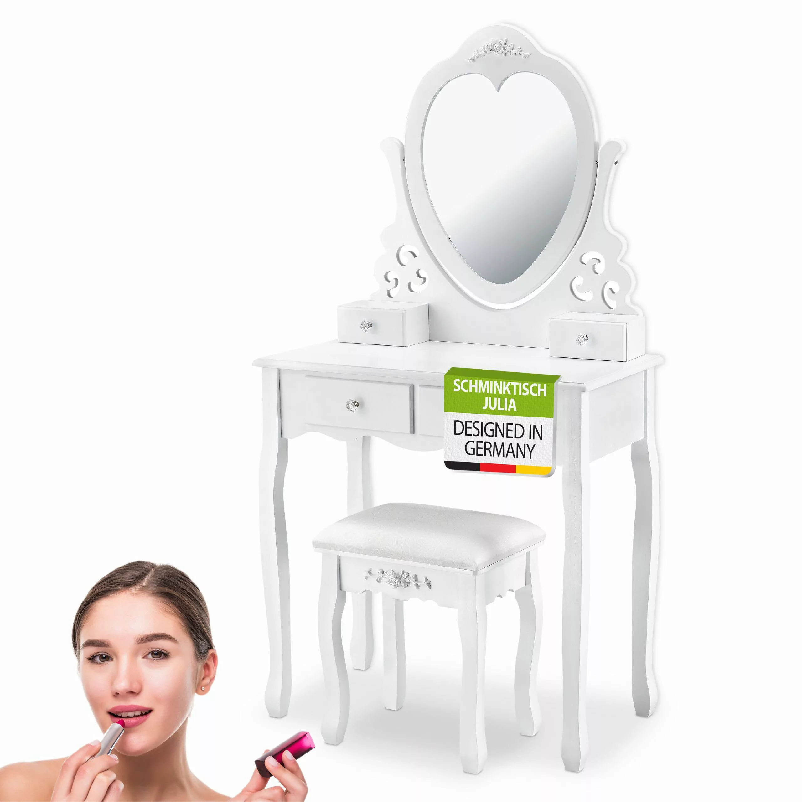 Juskys Schminktisch Julia, kratzfeste Oberfläche, 4 günstig online kaufen